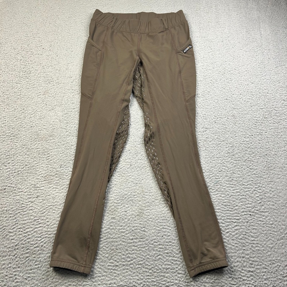 Kerrits Riding Tights Womens L Brown Full Seat Silicone Grip Equestrian Horse US